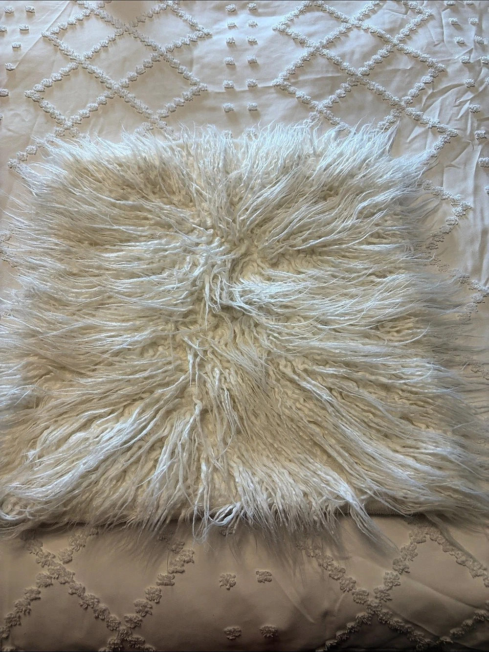 Cream Geometric Fringe Accent Pillow Case x 4